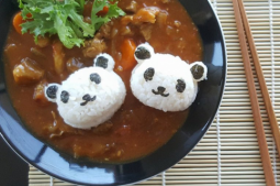 Japanese Lamb Curry with Panda Shaped Rice Balls